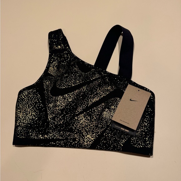Nike Other - Small BNWT Gold and Black Nike Sport Bra One Shoulder Decorative strap